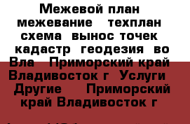 Межевой план (межевание), техплан, схема, вынос точек (кадастр, геодезия) во Вла - Приморский край, Владивосток г. Услуги » Другие   . Приморский край,Владивосток г.